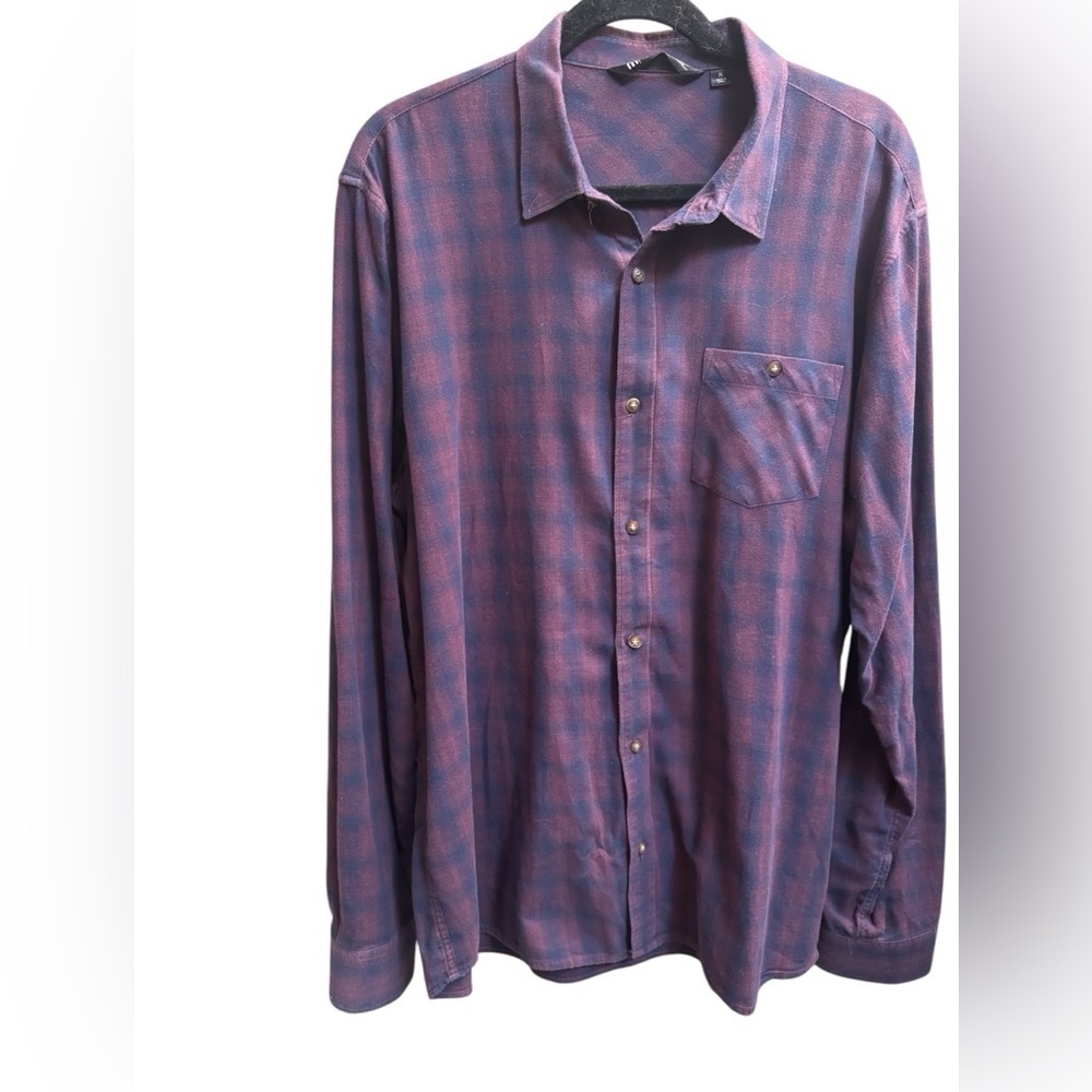 TRAVIS MATHEW Men’s Purple Cotton Plaid Soft Casual Button-Up Shirt Size XL EUC